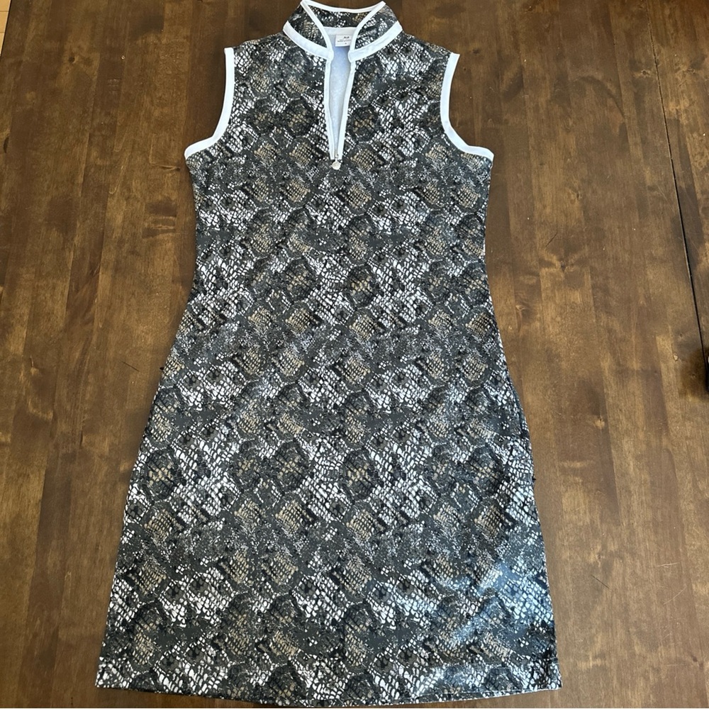 Daily Sports Sweden Dress S Golf Mock Neck Pocket Pickleball Preppy Snake Animal